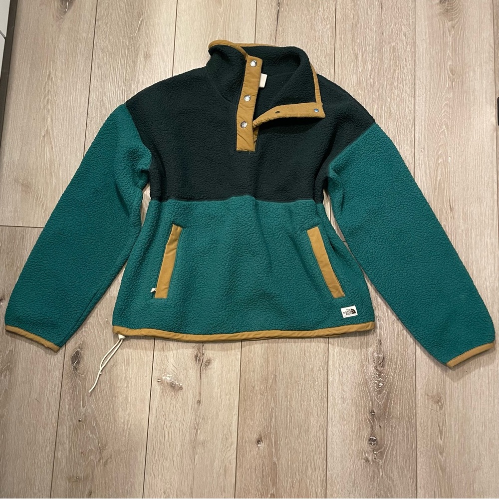 The North Face Cragmont Fleece Pullover‎ Evergreen/Black Colorblock Women Medium